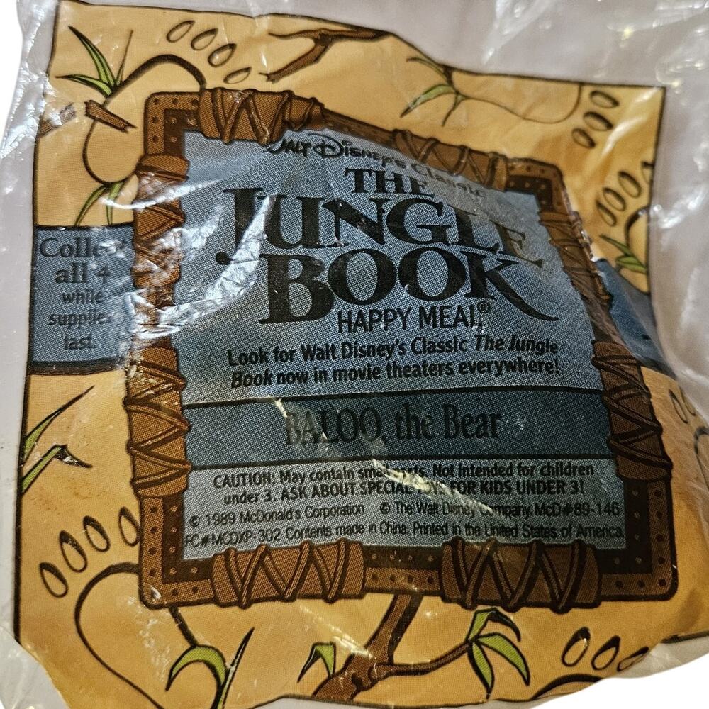 1989 McDonalds The Jungle Book Baloo the Bear New in Package